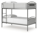 Lanceburg Gray Twin over Twin Bunk Bed and 2 Mattresses from Ashley Furniture - Luna Furniture