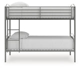 Lanceburg Gray Twin over Twin Bunk Bed and 2 Mattresses from Ashley Furniture - Luna Furniture