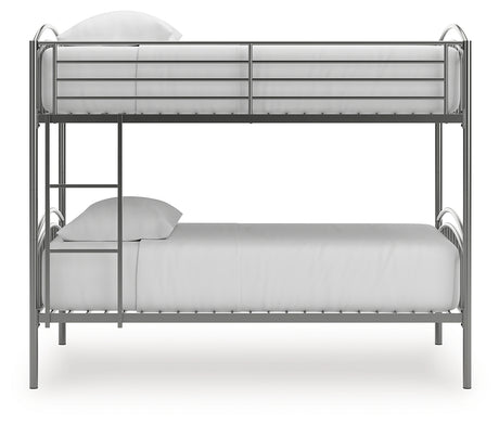Lanceburg Gray Twin over Twin Bunk Bed and 2 Mattresses from Ashley Furniture - Luna Furniture