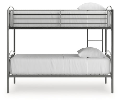 Lanceburg Gray Twin over Twin Bunk Bed and 2 Mattresses from Ashley Furniture - Luna Furniture
