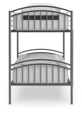 Lanceburg Gray Twin over Twin Bunk Bed and 2 Mattresses from Ashley Furniture - Luna Furniture