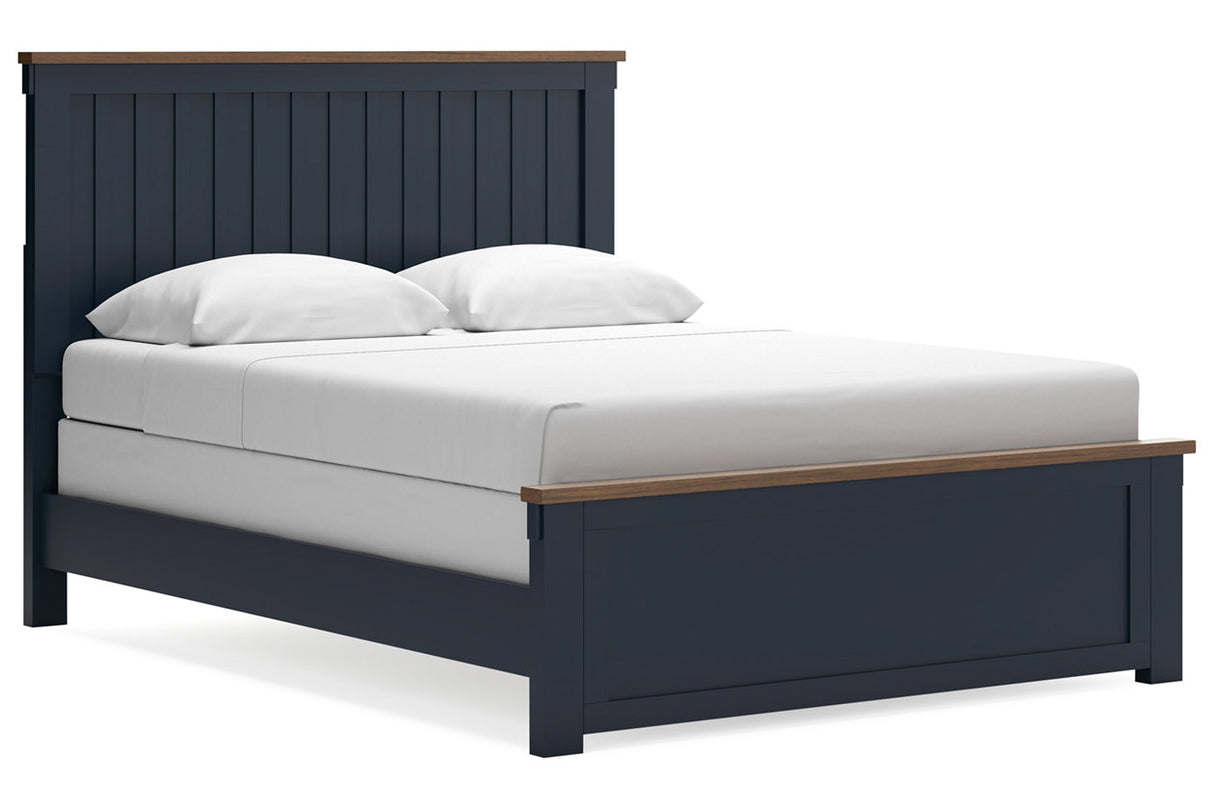 Landocken Brown/Blue Queen Panel Bed from Ashley Furniture - Luna Furniture
