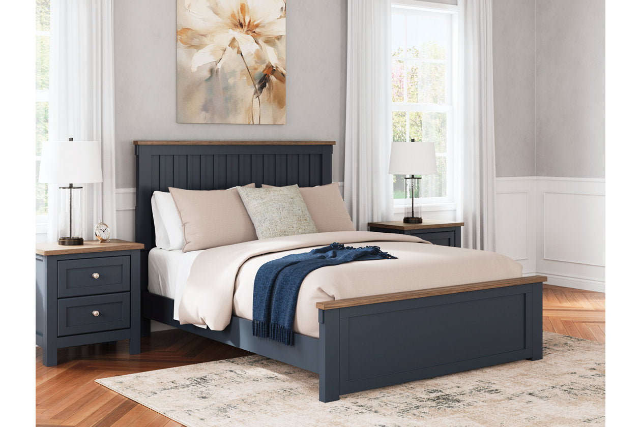 Landocken Brown/Blue Queen Panel Bed – Luna Furniture