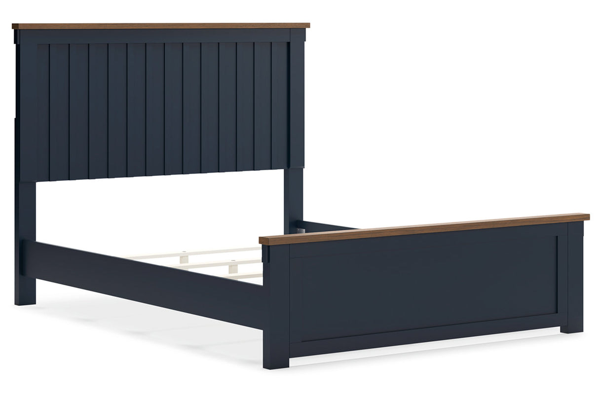 Landocken Brown/Blue Queen Panel Bed from Ashley Furniture - Luna Furniture