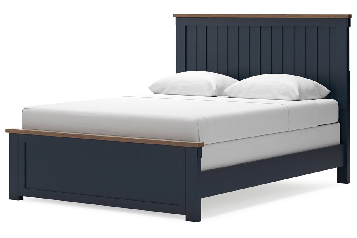 Landocken Brown/Blue Queen Panel Bed from Ashley Furniture - Luna Furniture
