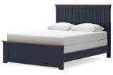 Landocken Brown/Blue Queen Panel Bed from Ashley Furniture - Luna Furniture