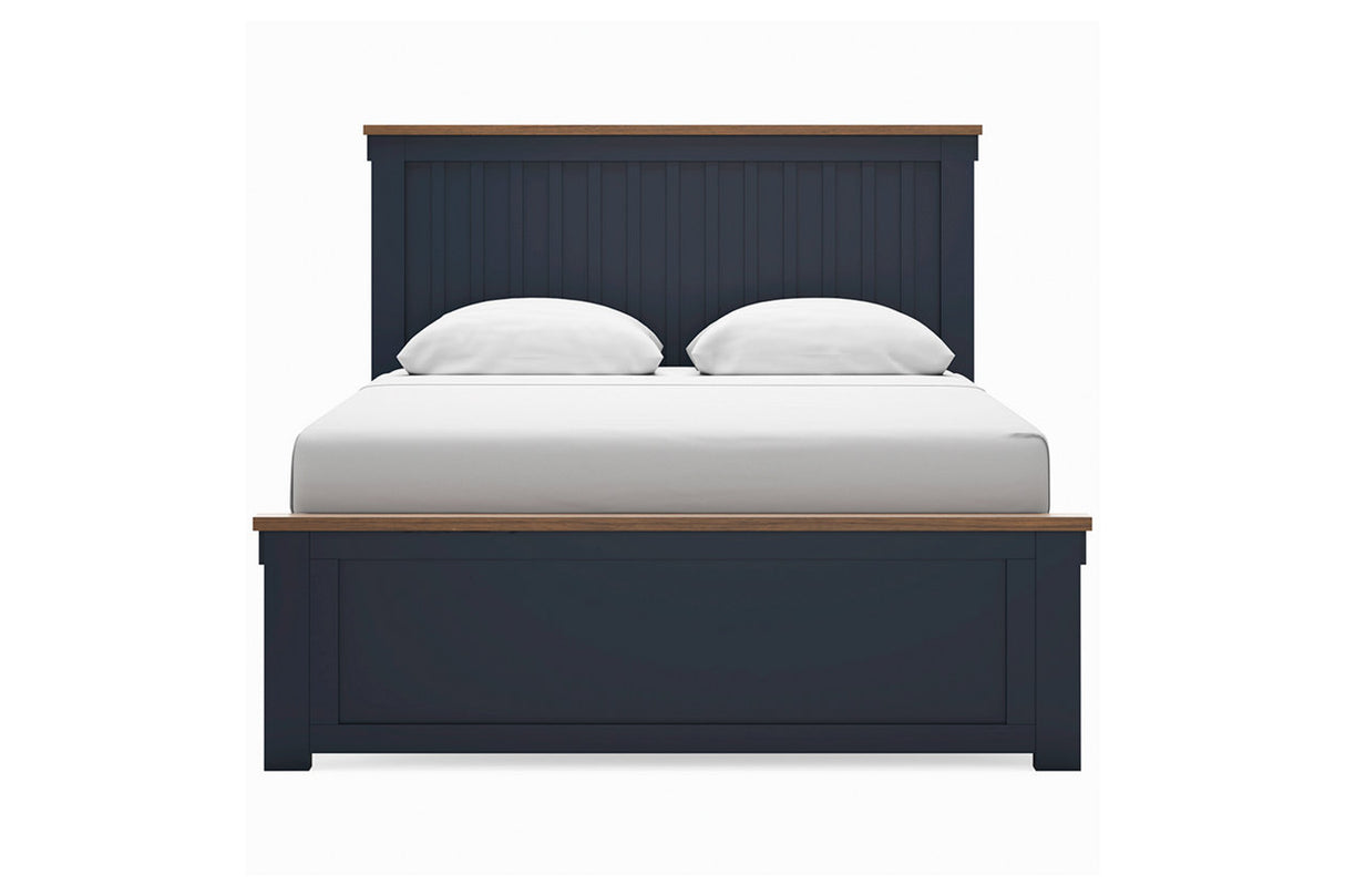 Landocken Brown/Blue Queen Panel Bed from Ashley Furniture - Luna Furniture