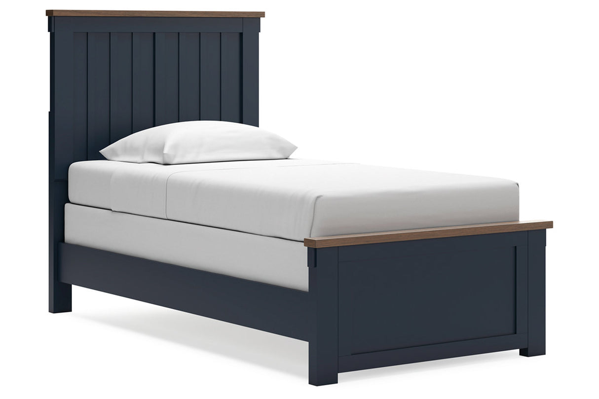 Landocken Brown/Blue Twin Panel Bed from Ashley - Luna Furniture