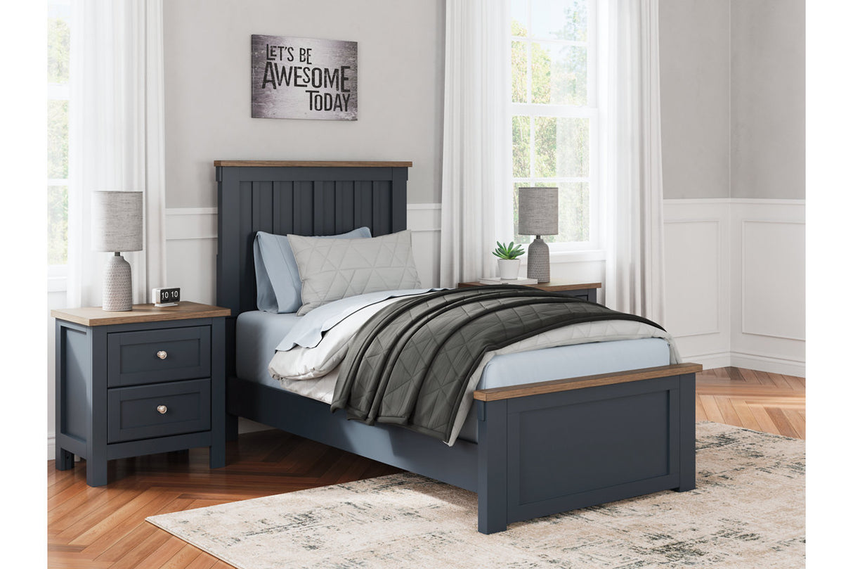 Landocken Brown/Blue Twin Panel Bed from Ashley - Luna Furniture