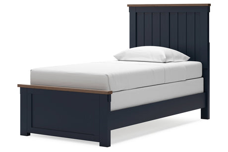 Landocken Brown/Blue Twin Panel Bed from Ashley - Luna Furniture