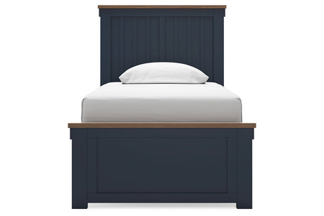 Landocken Brown/Blue Twin Panel Bed from Ashley - Luna Furniture
