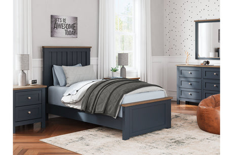 Landocken Brown/Blue Twin Panel Bed from Ashley - Luna Furniture