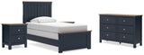 Landocken Full Panel Bed with Dresser and 2 Nightstands in Brown/Blue from Ashley - Luna Furniture