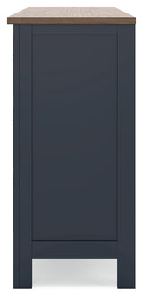 Landocken Full Panel Headboard with Dresser and 2 Nightstands in Brown/Blue from Ashley - Luna Furniture