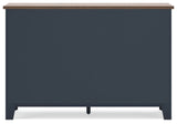 Landocken Full Panel Headboard with Dresser and 2 Nightstands in Brown/Blue from Ashley - Luna Furniture