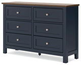 Landocken Full Panel Headboard with Dresser and 2 Nightstands in Brown/Blue from Ashley - Luna Furniture