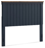 Landocken Full Panel Headboard with Mirrored Dresser, Chest and 2 Nightstands in Brown/Blue from Ashley Furniture - Luna Furniture