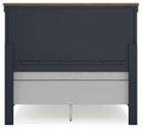 Landocken Full Panel Headboard with Mirrored Dresser, Chest and 2 Nightstands in Brown/Blue from Ashley Furniture - Luna Furniture