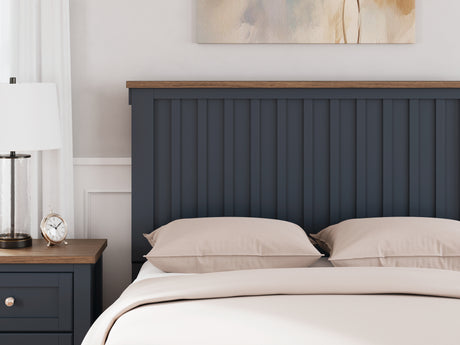 Landocken Full Panel Headboard with Mirrored Dresser in Brown/Blue from Ashley - Luna Furniture