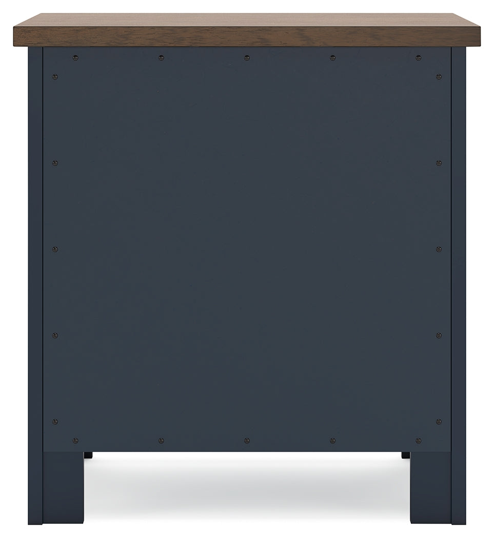 Landocken Queen Panel Bed with 2 Nightstands in Brown/Blue from Ashley - Luna Furniture