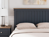 Landocken Queen Panel Bed with 2 Nightstands in Brown/Blue from Ashley - Luna Furniture