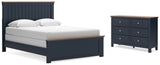 Landocken Queen Panel Bed with Dresser in Brown/Blue from Ashley Furniture - Luna Furniture