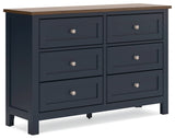 Landocken Queen Panel Bed with Dresser in Brown/Blue from Ashley Furniture - Luna Furniture