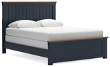 Landocken Queen Panel Bed with Mirrored Dresser and 2 Nightstands in Brown/Blue from Ashley - Luna Furniture