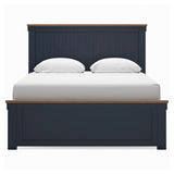 Landocken Queen Panel Bed with Mirrored Dresser and Nightstand in Brown/Blue from Ashley - Luna Furniture