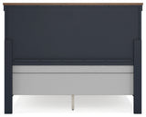 Landocken Queen Panel Headboard with Mirrored Dresser in Brown/Blue from Ashley Furniture - Luna Furniture