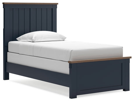 Landocken Twin Panel Bed with Dresser in Brown/Blue from Ashley - Luna Furniture