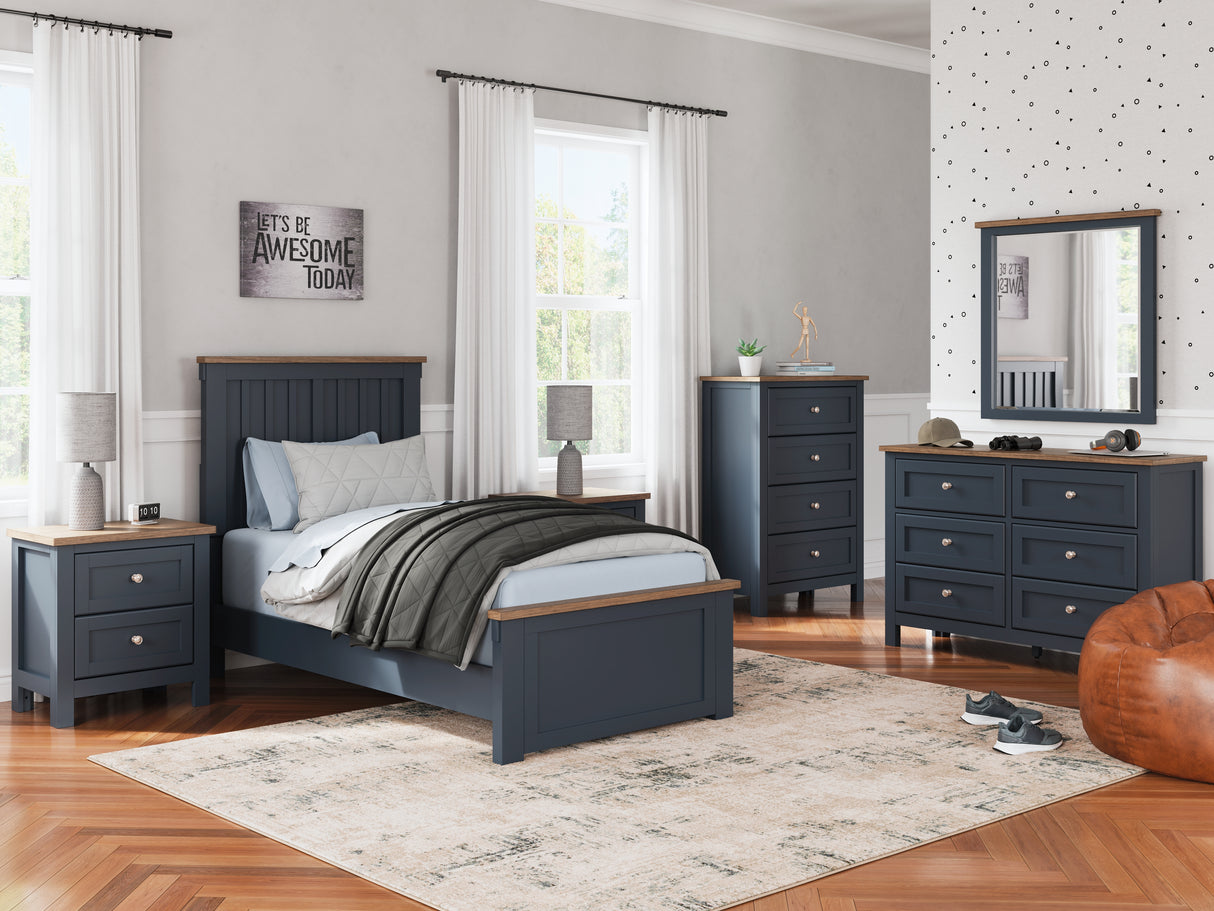 Landocken Twin Panel Bed with Dresser in Brown/Blue from Ashley - Luna Furniture
