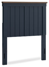 Landocken Twin Panel Headboard with Mirrored Dresser and 2 Nightstands in Brown/Blue from Ashley - Luna Furniture