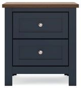 Landocken Twin Panel Headboard with Mirrored Dresser and 2 Nightstands in Brown/Blue from Ashley - Luna Furniture