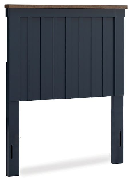 Landocken Twin Panel Headboard with Mirrored Dresser in Brown/Blue from Ashley Furniture - Luna Furniture