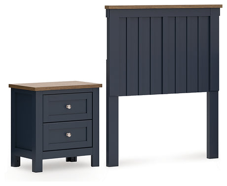 Landocken Twin Panel Headboard with Nightstand in Brown/Blue from Ashley - Luna Furniture