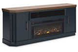 Landocken Two-tone 83" TV Stand with Electric Fireplace from Ashley - Luna Furniture