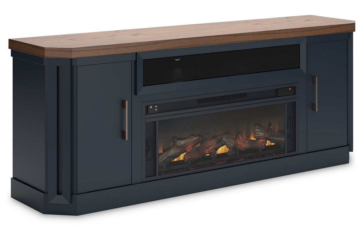 Landocken Two-tone 83" TV Stand with Electric Fireplace from Ashley - Luna Furniture