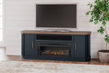 Landocken Two-tone 83" TV Stand with Electric Fireplace from Ashley - Luna Furniture
