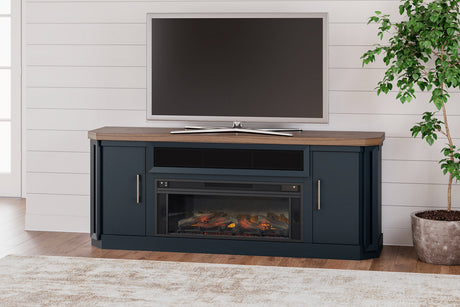 Landocken Two-tone 83" TV Stand with Electric Fireplace from Ashley - Luna Furniture