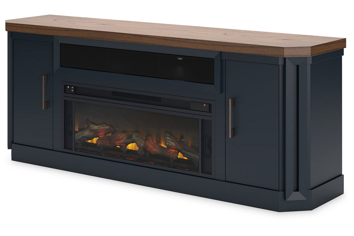 Landocken Two-tone 83" TV Stand with Electric Fireplace from Ashley - Luna Furniture