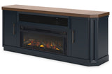 Landocken Two-tone 83" TV Stand with Electric Fireplace from Ashley - Luna Furniture