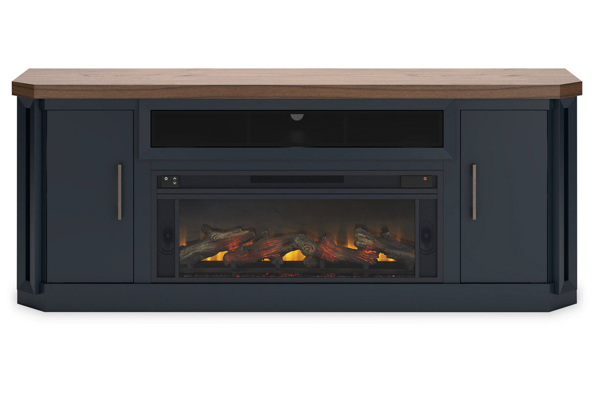 Landocken Two-tone 83" TV Stand with Electric Fireplace from Ashley - Luna Furniture