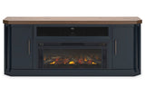 Landocken Two-tone 83" TV Stand with Electric Fireplace from Ashley - Luna Furniture