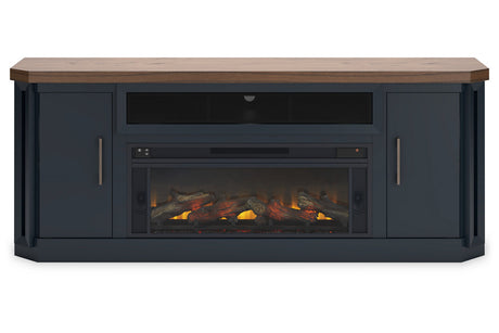 Landocken Two-tone 83" TV Stand with Electric Fireplace from Ashley - Luna Furniture