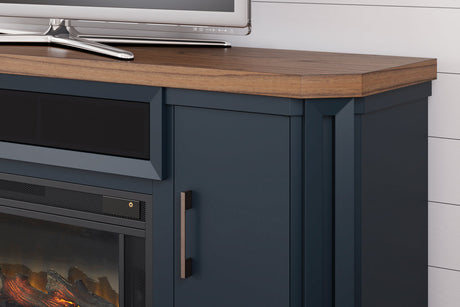 Landocken Two-tone 83" TV Stand with Electric Fireplace from Ashley - Luna Furniture