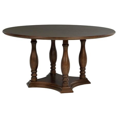 Landon Rich Brown Round Pedestal Dining Table from Coaster - Luna Furniture
