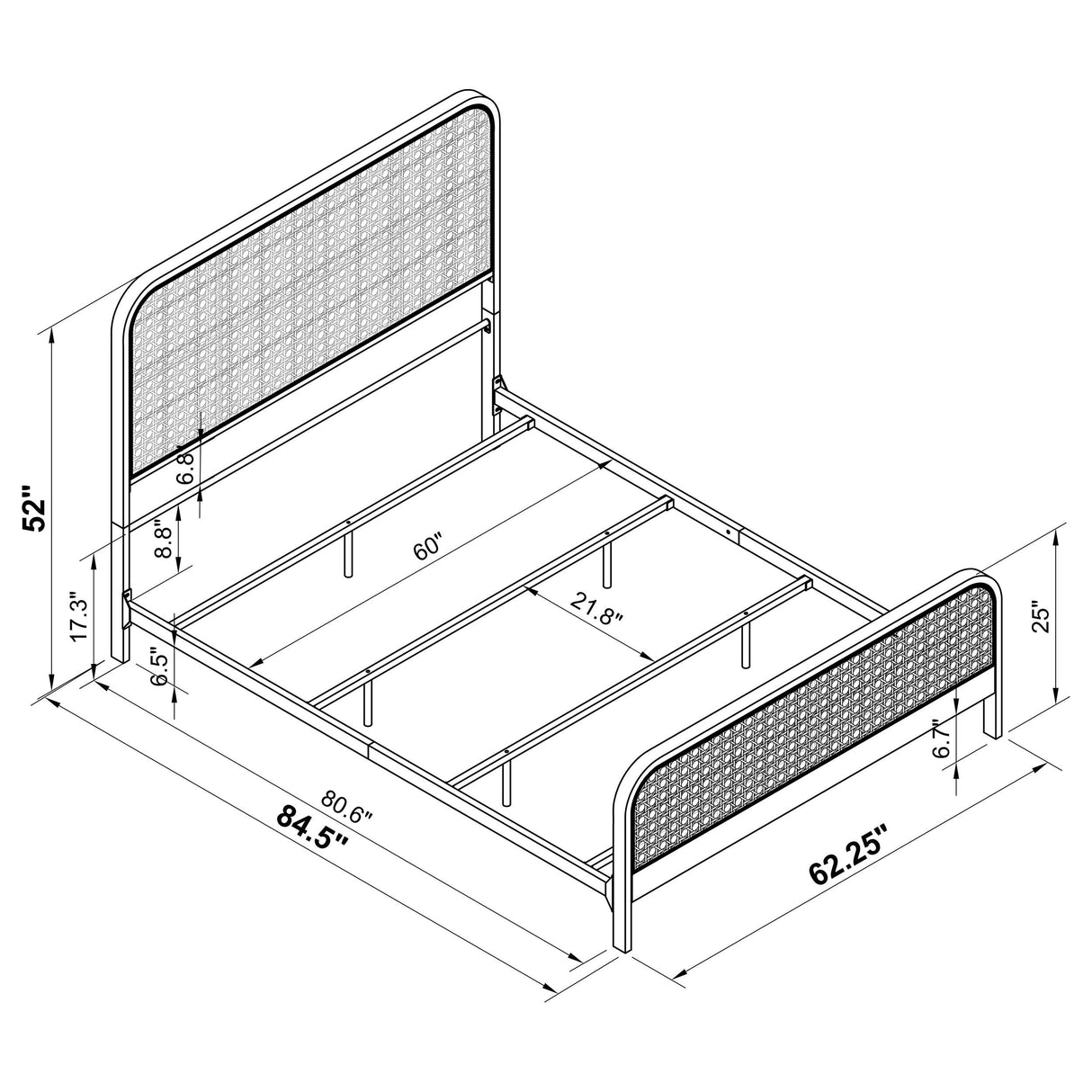 Lanewood White Polyethylene PE Rattan Upholstered Metal Queen Bed from Coaster - Luna Furniture