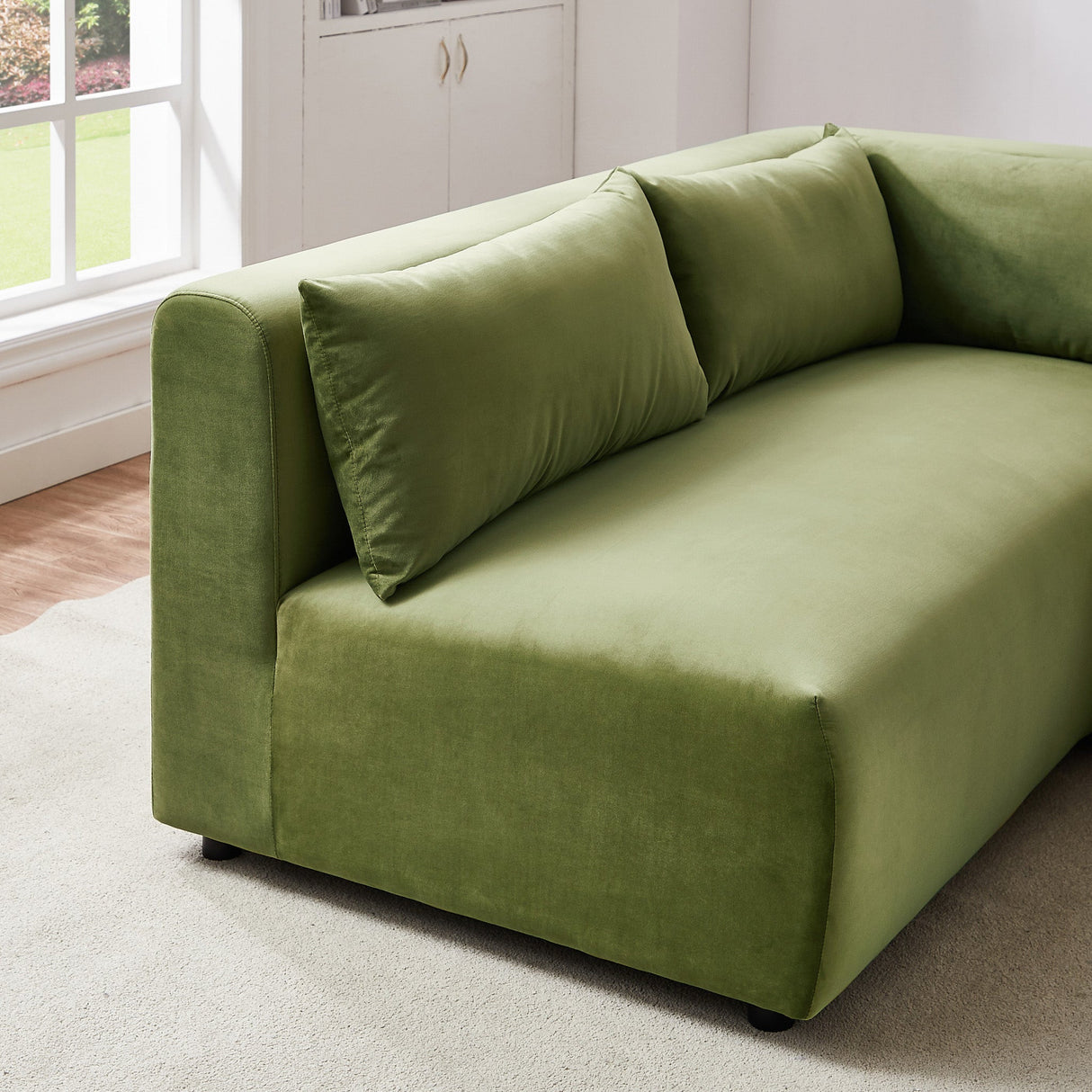 Langridge Olive Green Velvet Modular Corner Sectional Sofa from Ashcroft Furniture - Luna Furniture