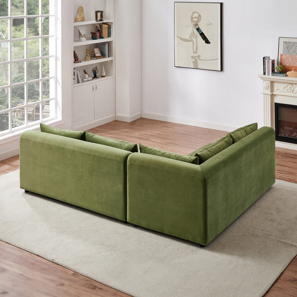 Langridge Olive Green Velvet Modular Corner Sectional Sofa from Ashcroft Furniture - Luna Furniture